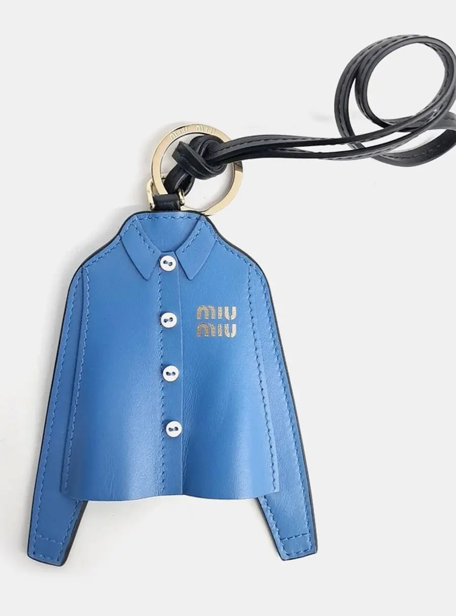 Miu Miu Blue Leather Keyring and Vag Charm