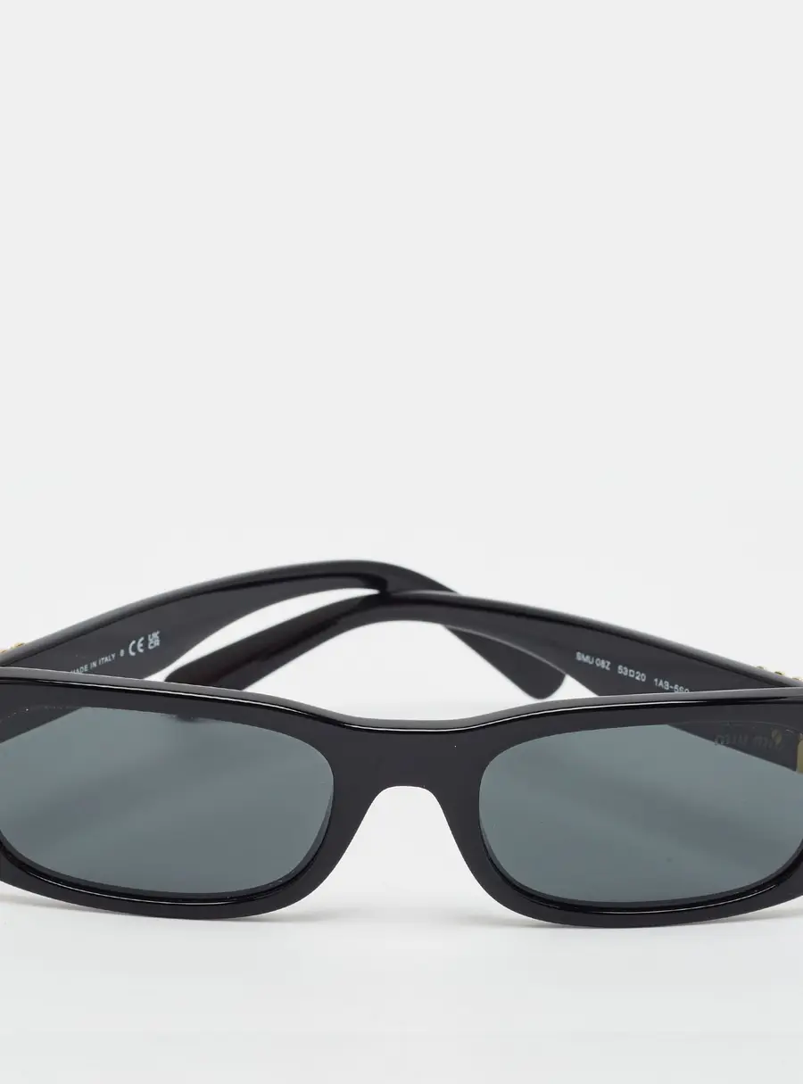 Miu Miu Black SMU 08Z Logo Rectangle Sunglasses
