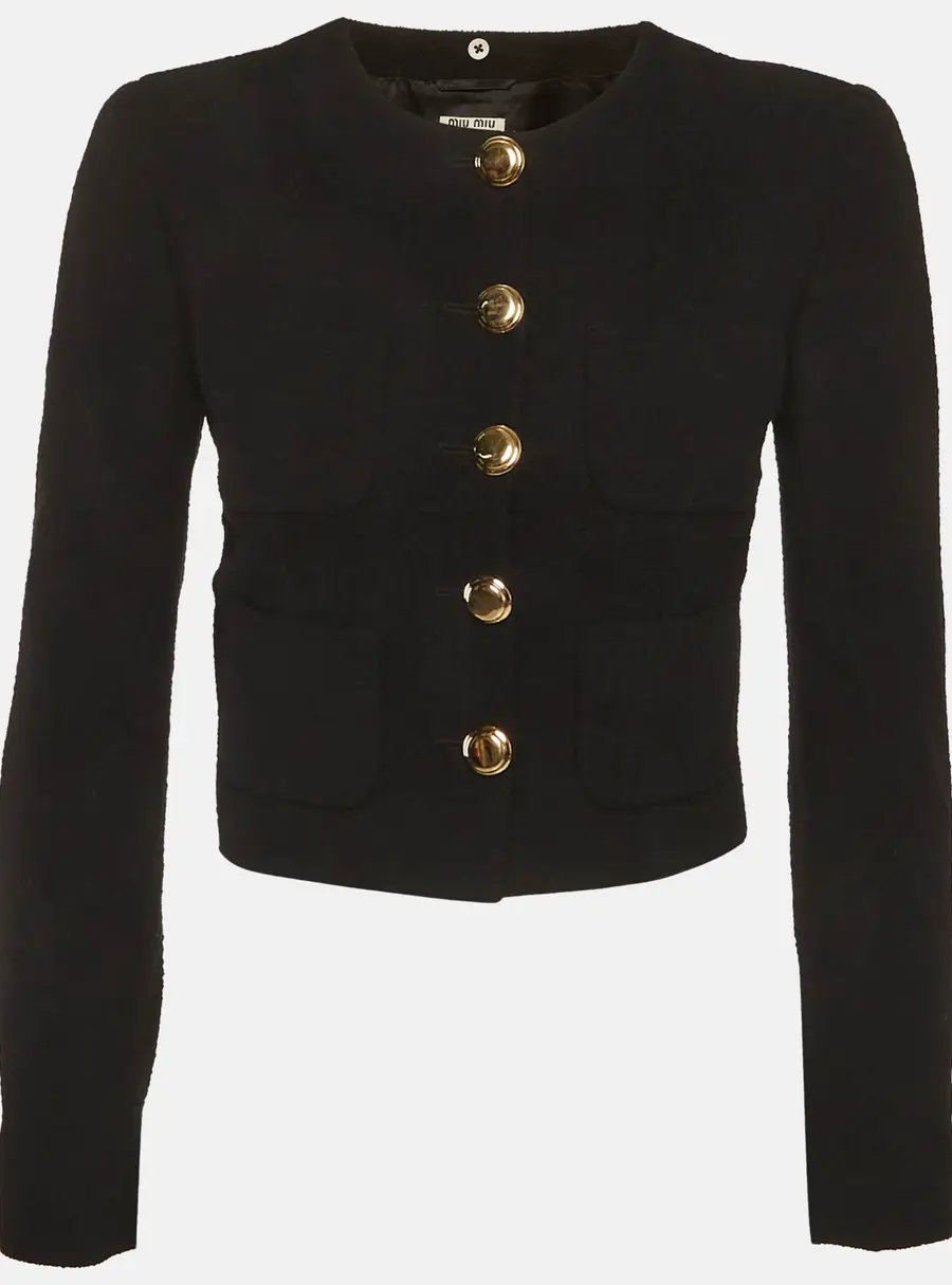 Miu Miu Black Boucle Cropped Jacket S