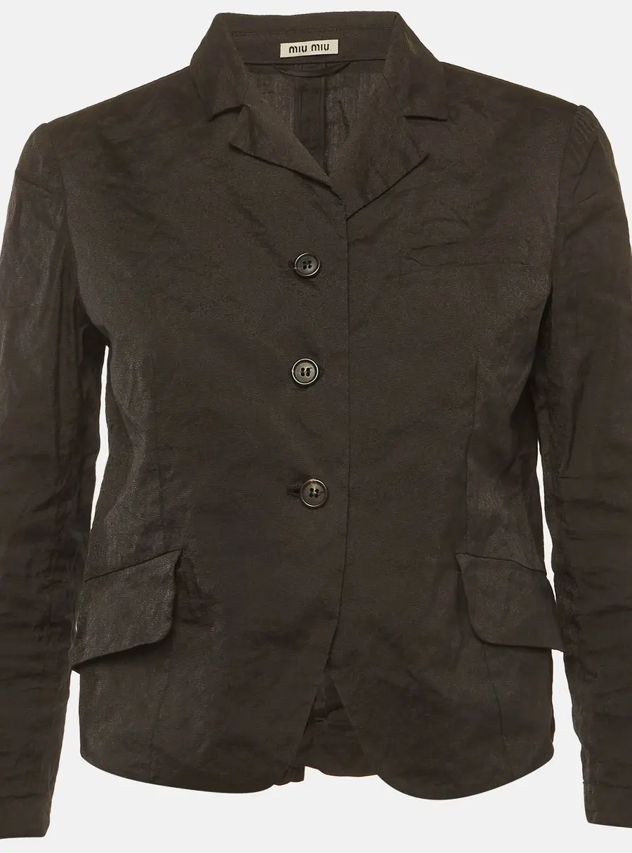 Miu Miu Black Metallic Cotton Shirt M