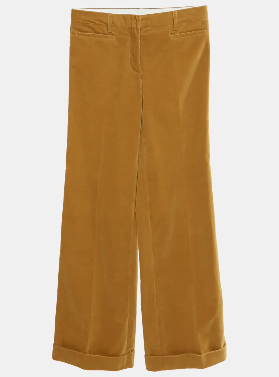 Miu Miu Mustard Corduroy Wide Leg Trousers XS
