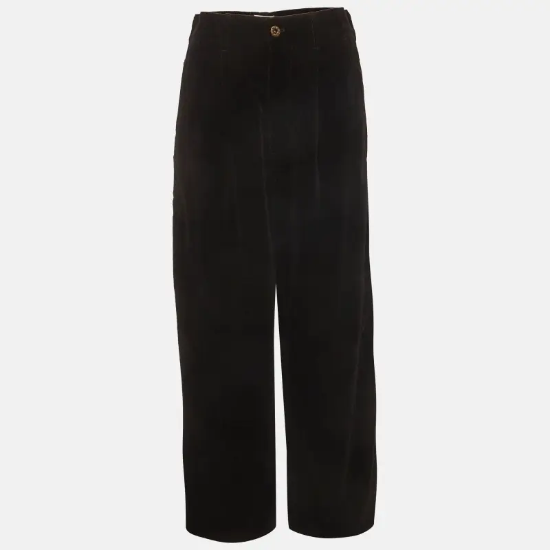 Miu Miu Black Velvet Wide Leg Trousers S