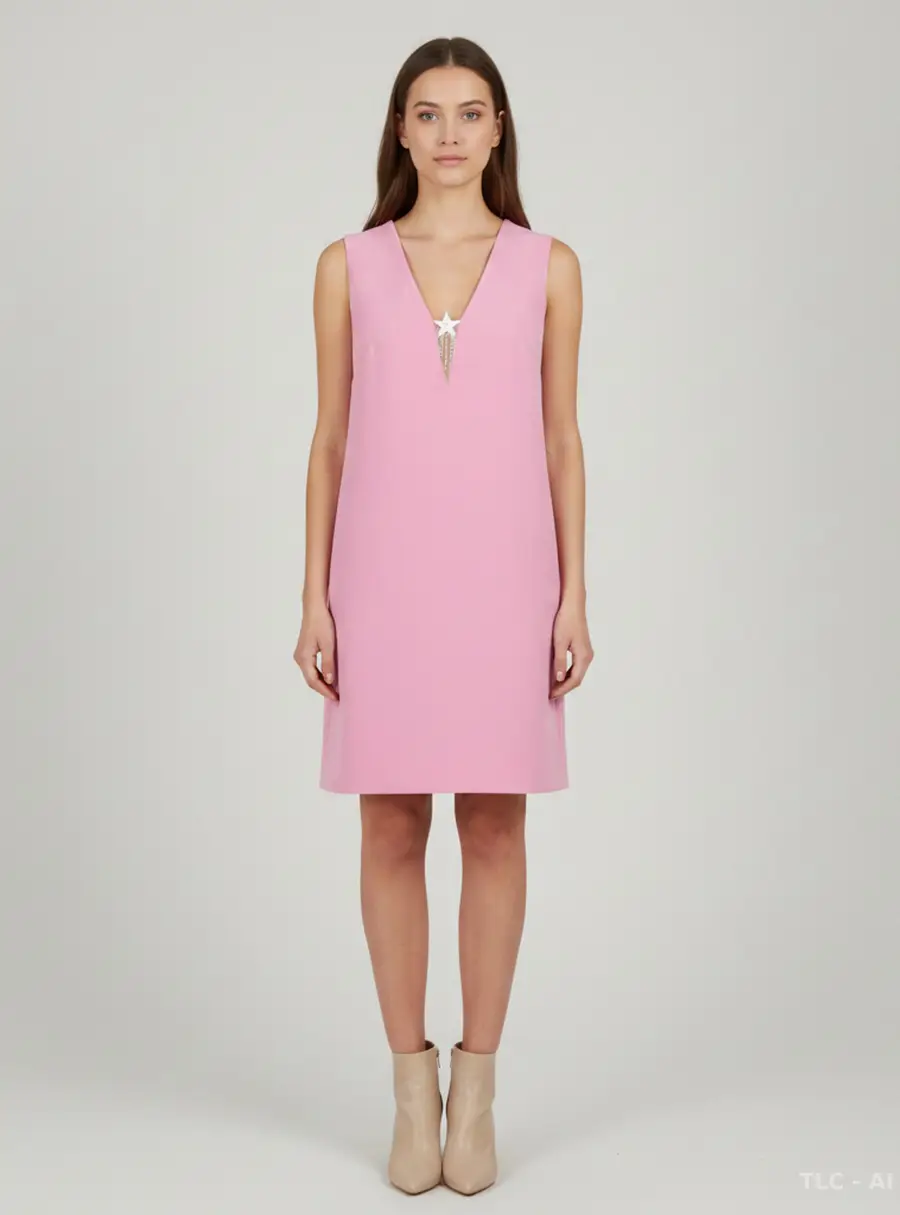 Miu Miu Pink Crepe Sleeveless Mini Dress S