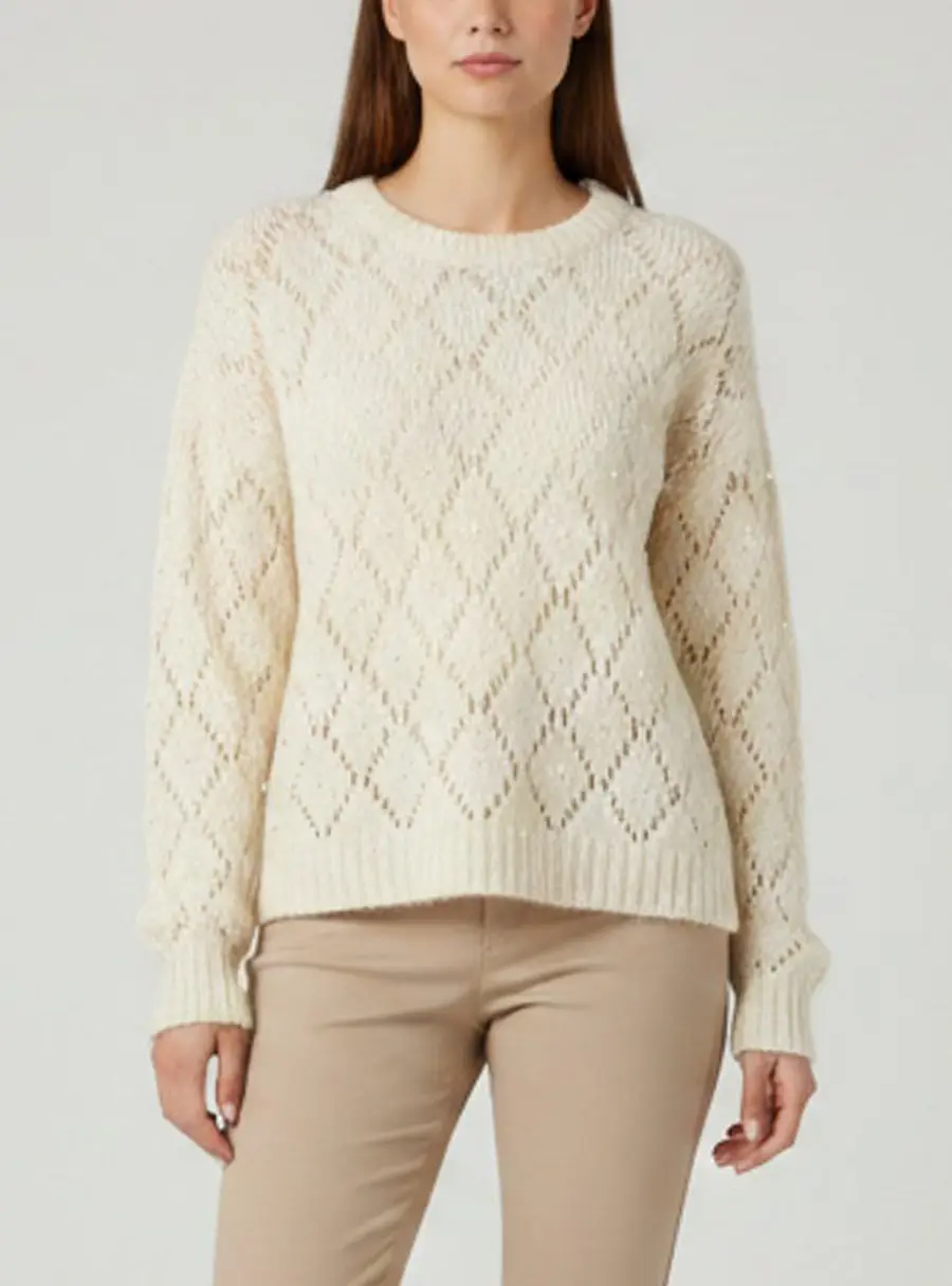 Miu Miu Cream Knit Pearl Embellished Long Stop Cropped Top S