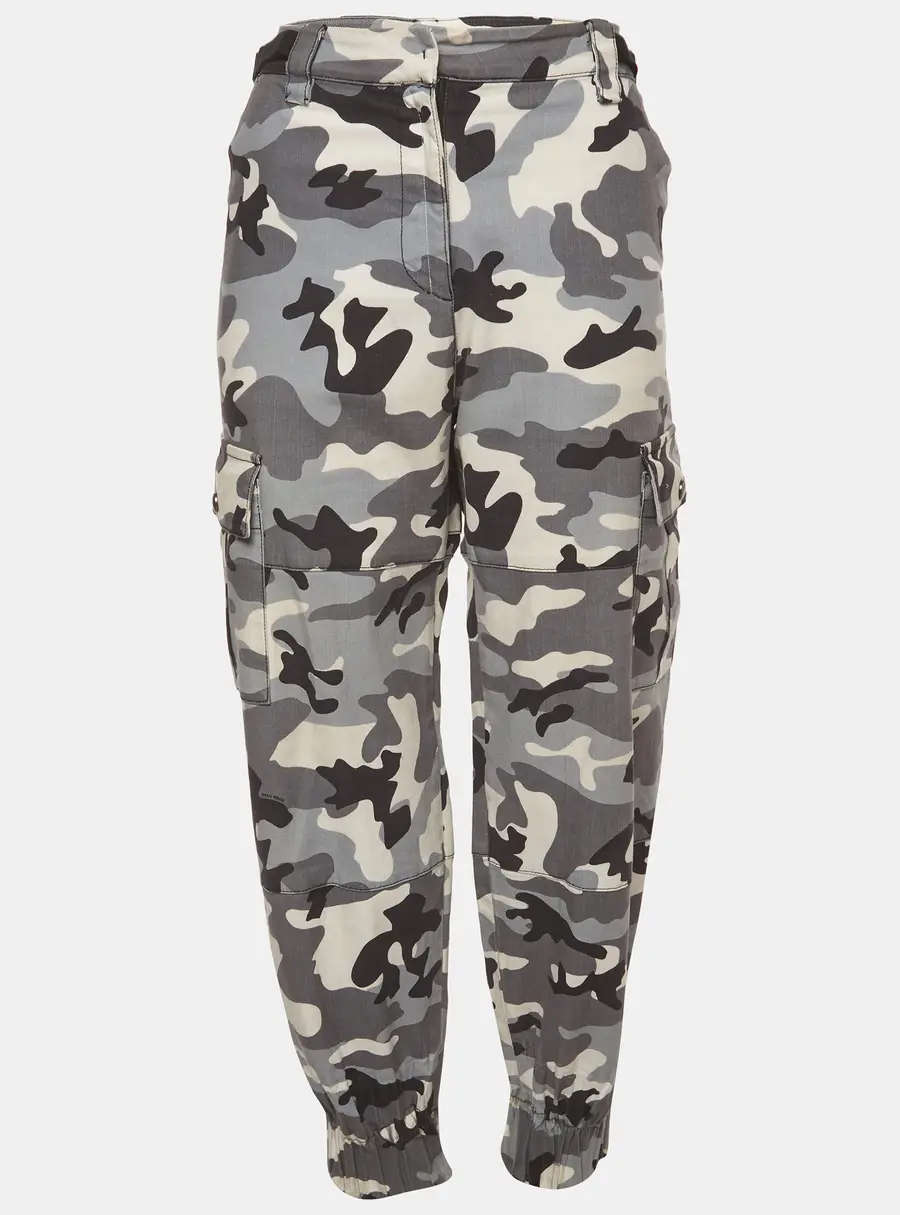 Miu Miu Monochrome Camouflage Print Denim Cargo Pants M