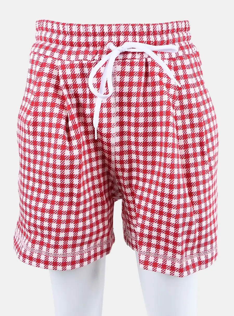 Miu Miu Red/White Cotton Elastic Waistband Half Pants Size S