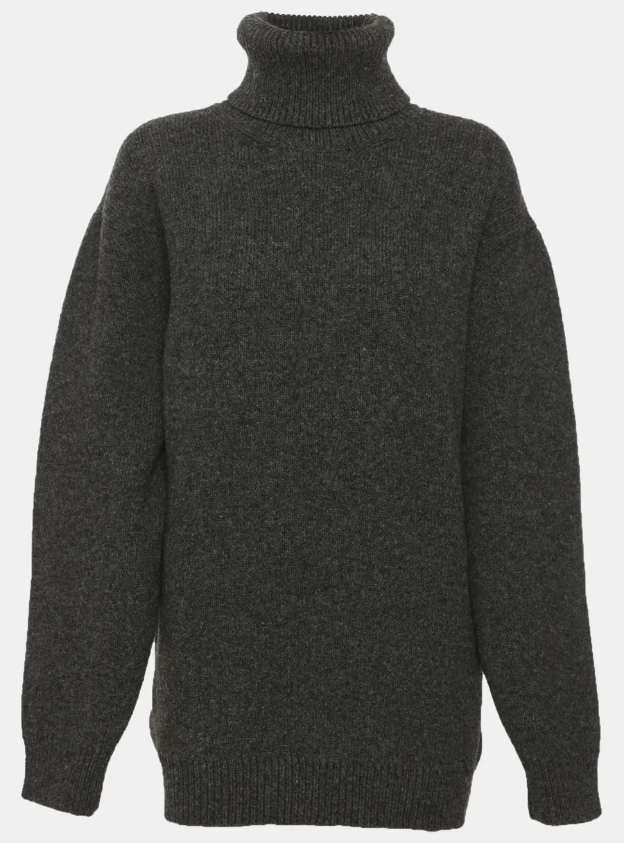 Miu Miu Dark Dark Grey Wool & Cashmere Oversized Shetland Turtleneck Sweater M