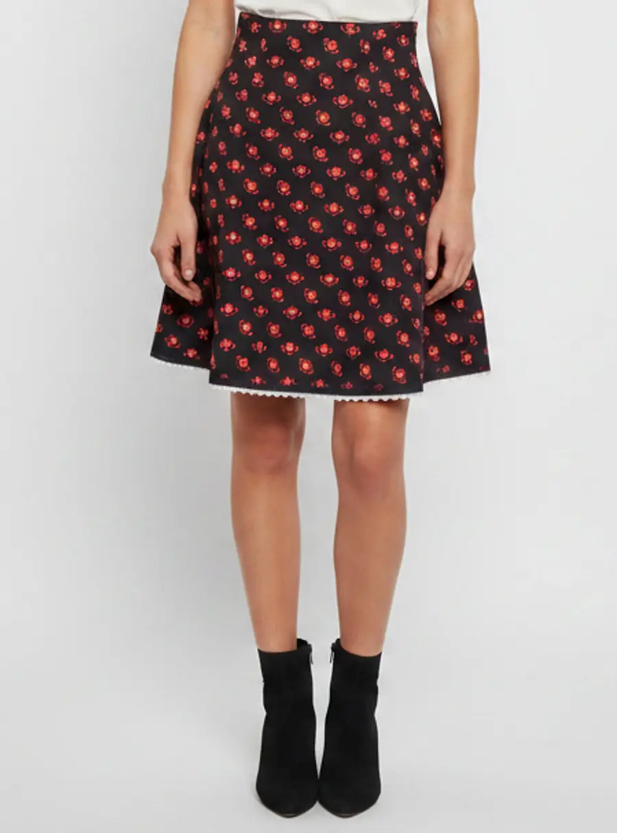 Miu Miu Cotton Floral Print Cotton Flared Mini Skirt S