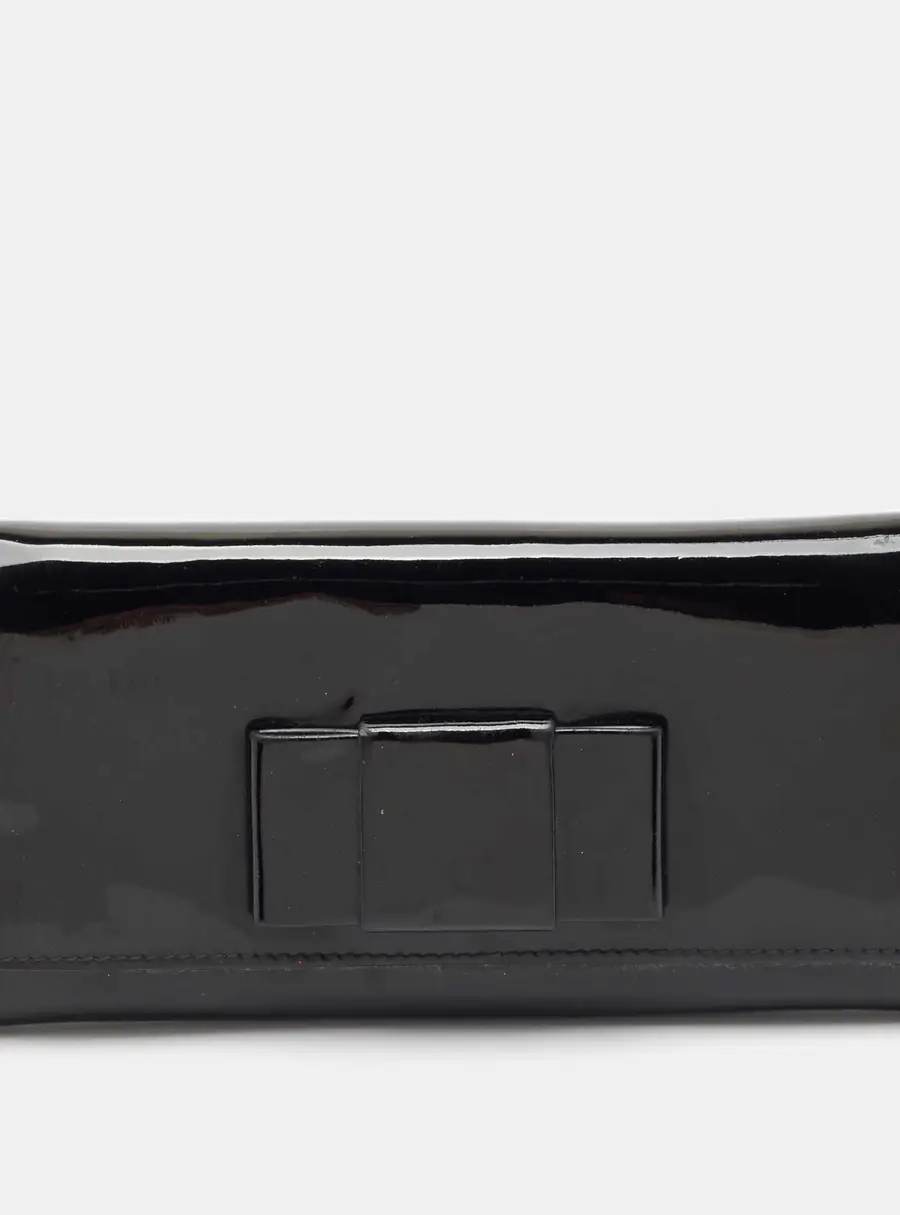 Miu Miu Black Patent Leather Bow Continental Wallet