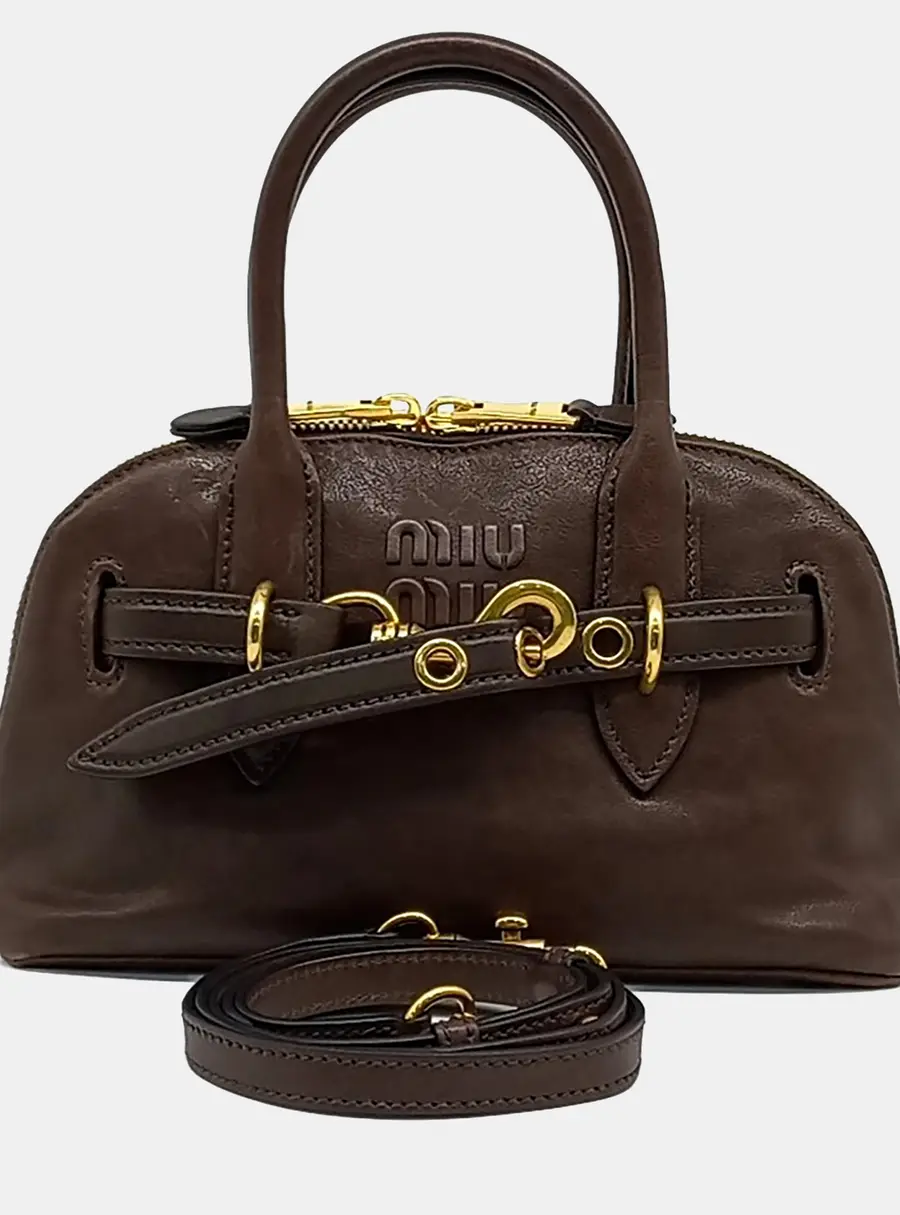Miu Miu Avanture Small Brown Leather Top Handle Bag