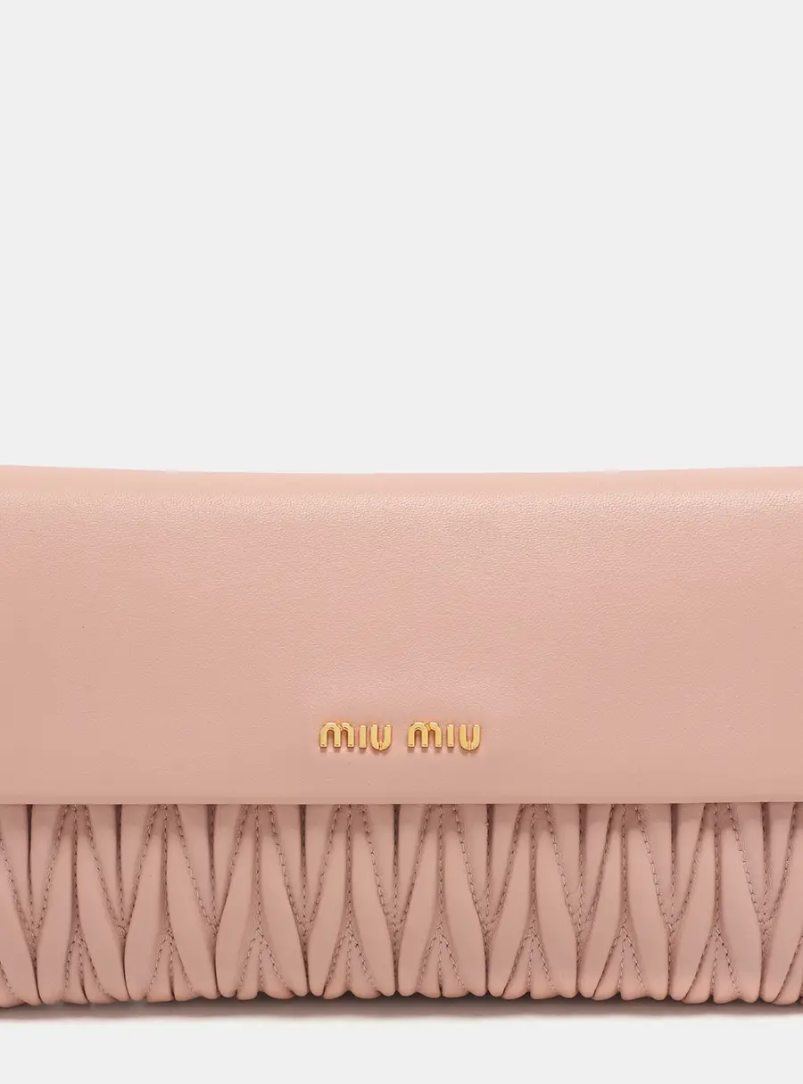 Miu Miu Pink Matelasse' Leather Continental Wallet