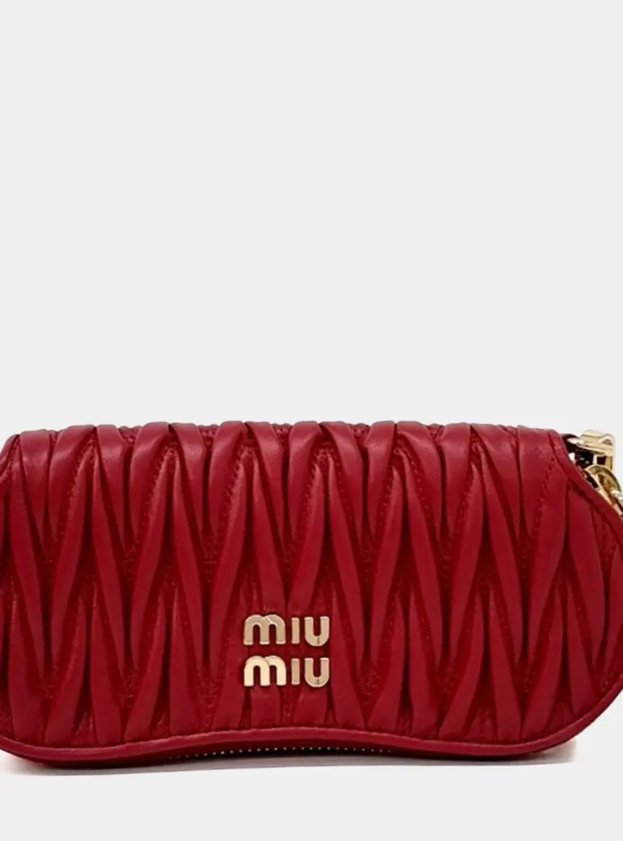 Miu Miu Matelasse Small Red Nappa Leather Glasses Pouch Bag