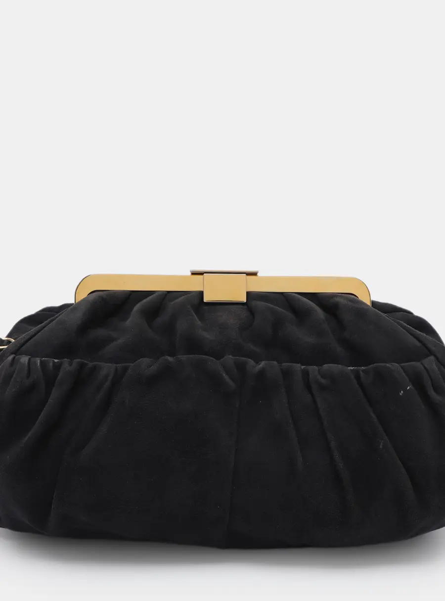 Miu Miu Midnight Blue Suede Frame Satchel
