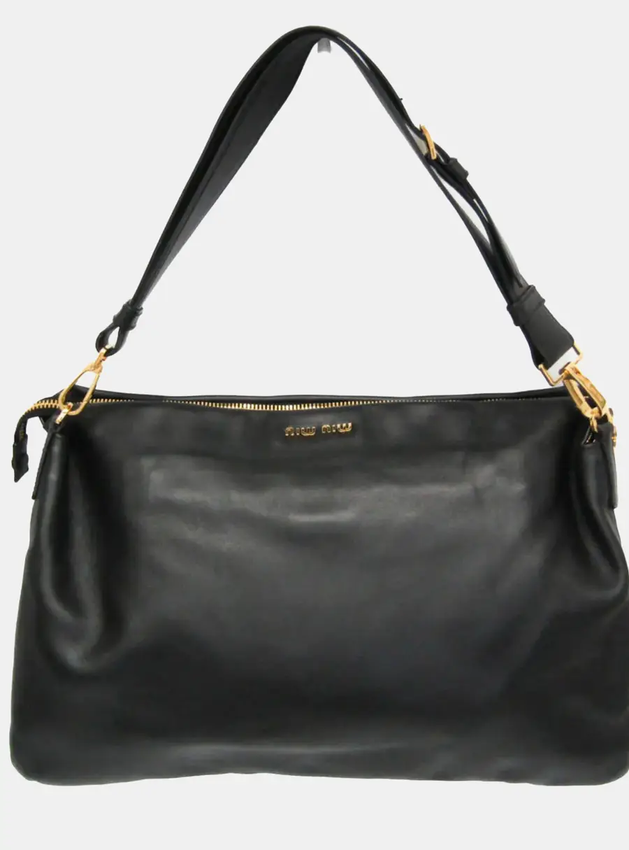 Miu Miu Leather Shoulder Bag Black