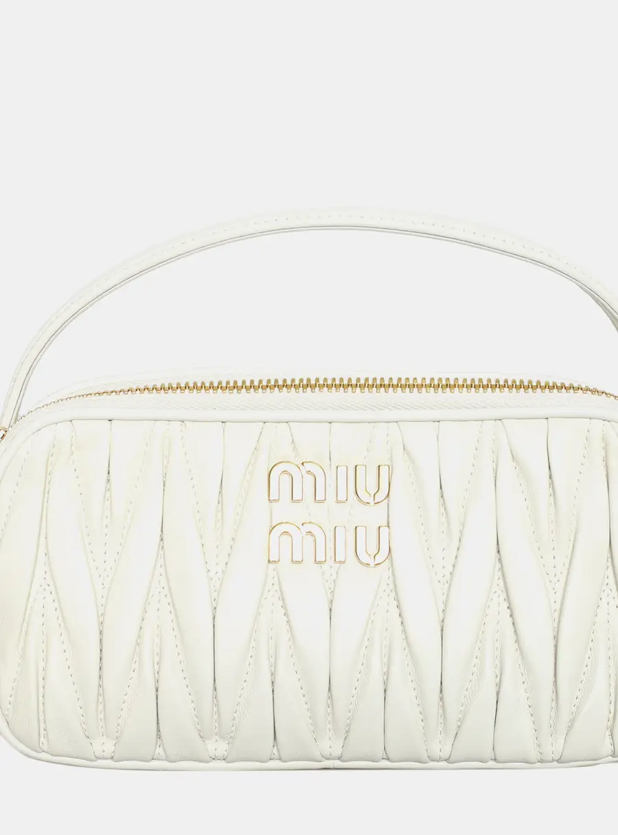 Miu Miu Arcadie White Matelasse Leather Shoulder Bag