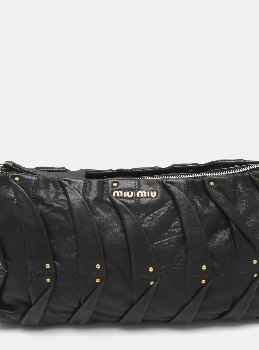 Miu Miu Embellished Black Leather Clutch