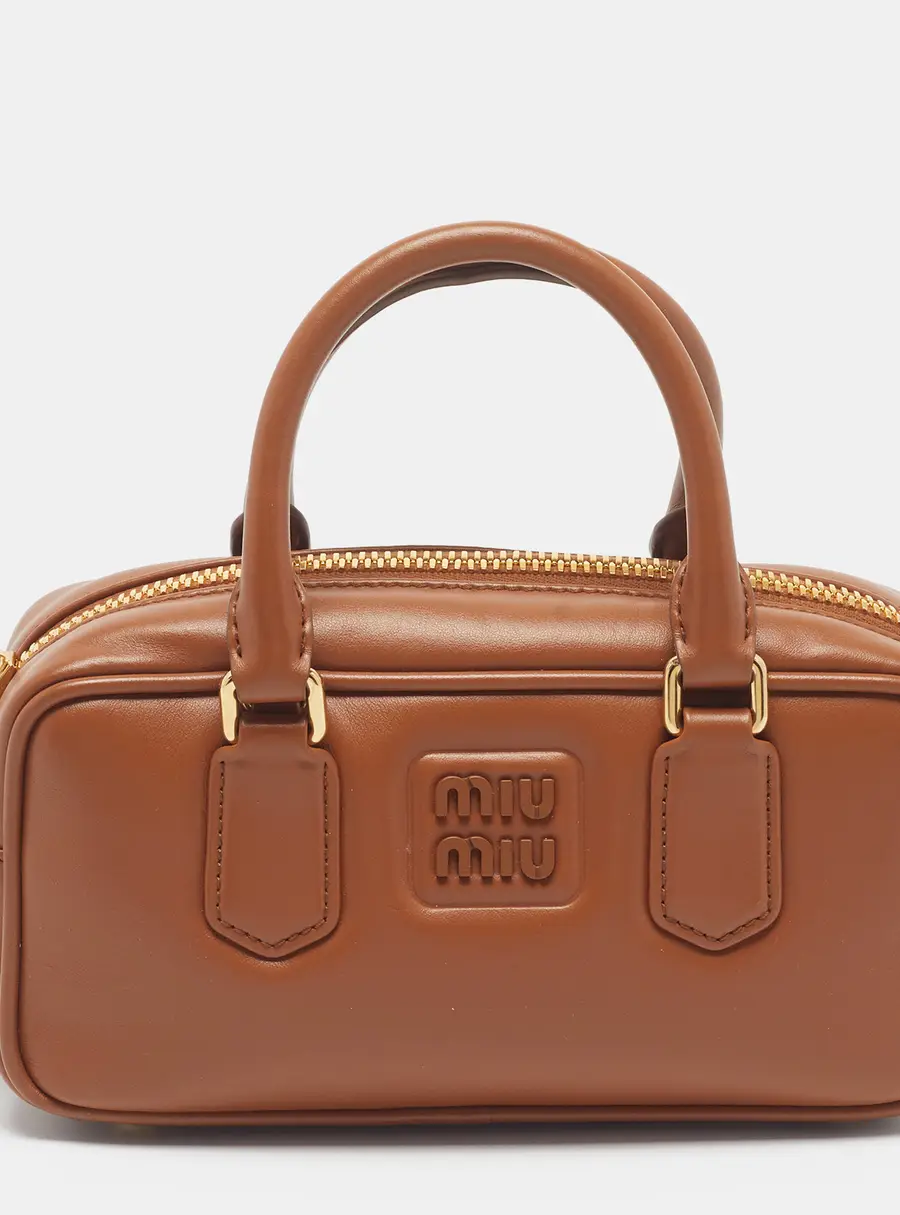 Miu Miu Arcadie Cognac Leather Satchel