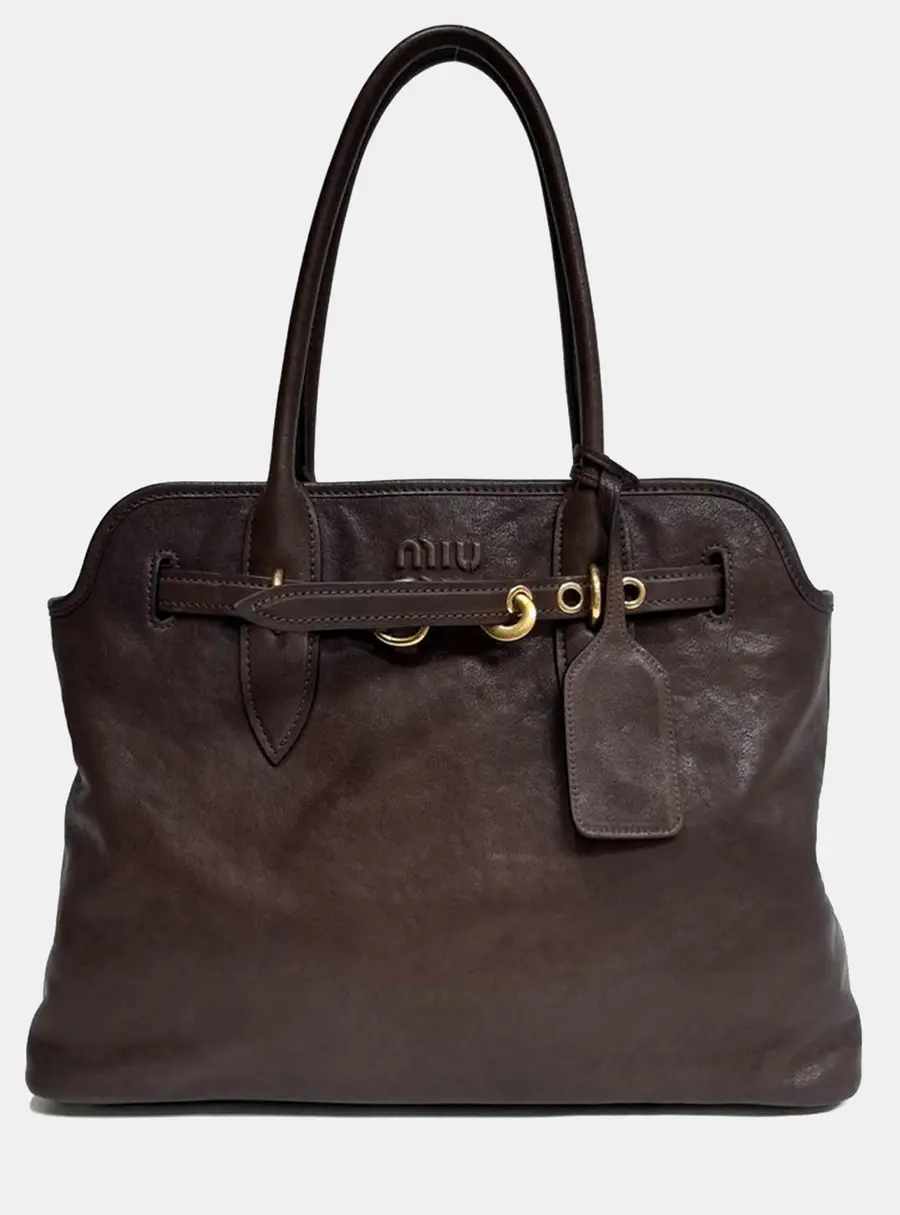 Miu Miu Avant-garde Dark Brown Leather Tote Bag