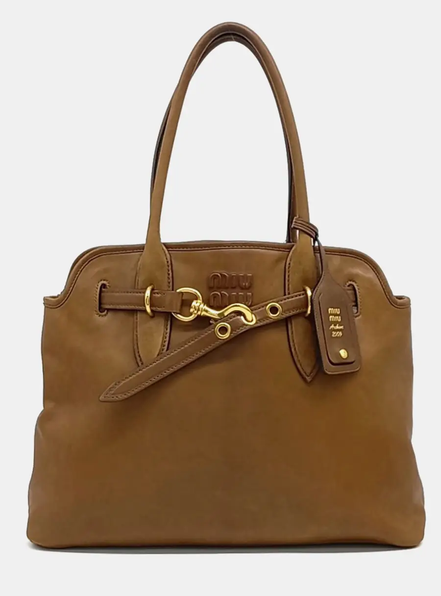 Miu Miu Avant-Garde Tote Brown Leather Top Handle Bag