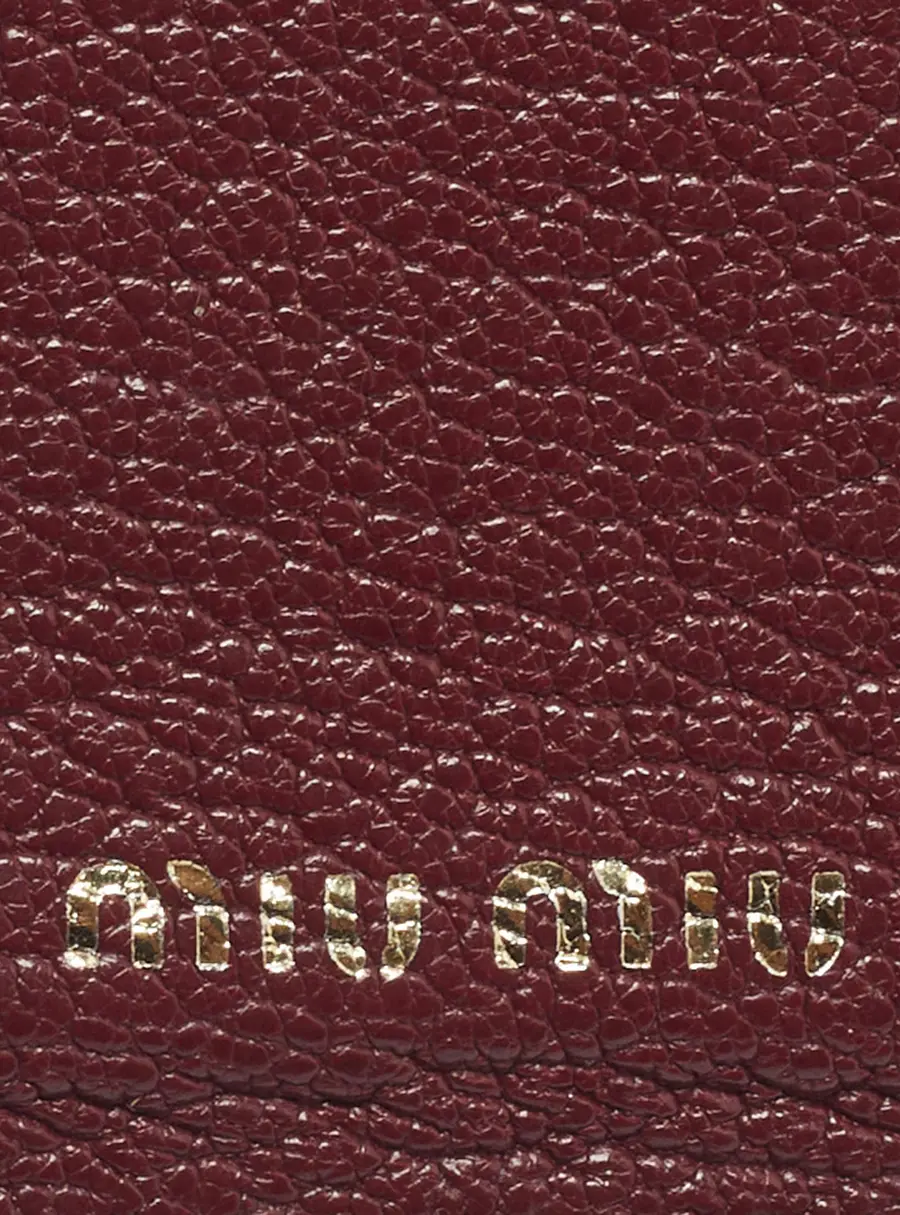 Miu Miu Flap Red Leather and Snakeskin Trim Bifold Card Case