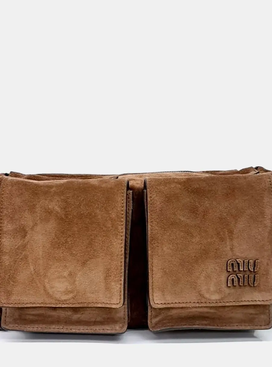 Miu Miu Utility Brown Suede Shoulder Bag
