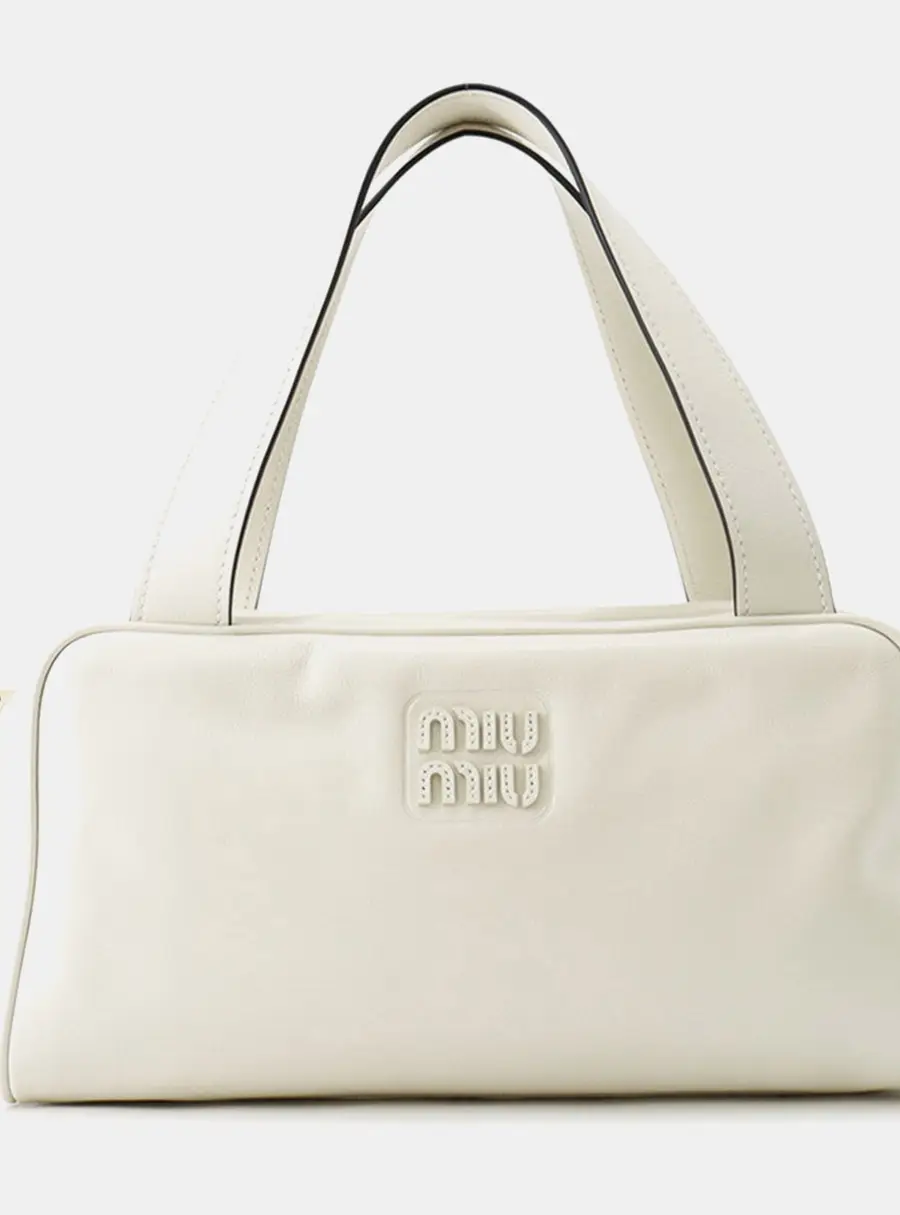 Miu Miu Bowling White Leather Top Handle Bag