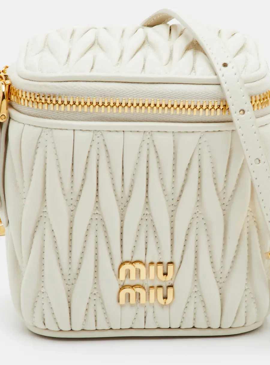 Miu Miu Matelass&eacute; Micro Off White Leather Crossbody Bag