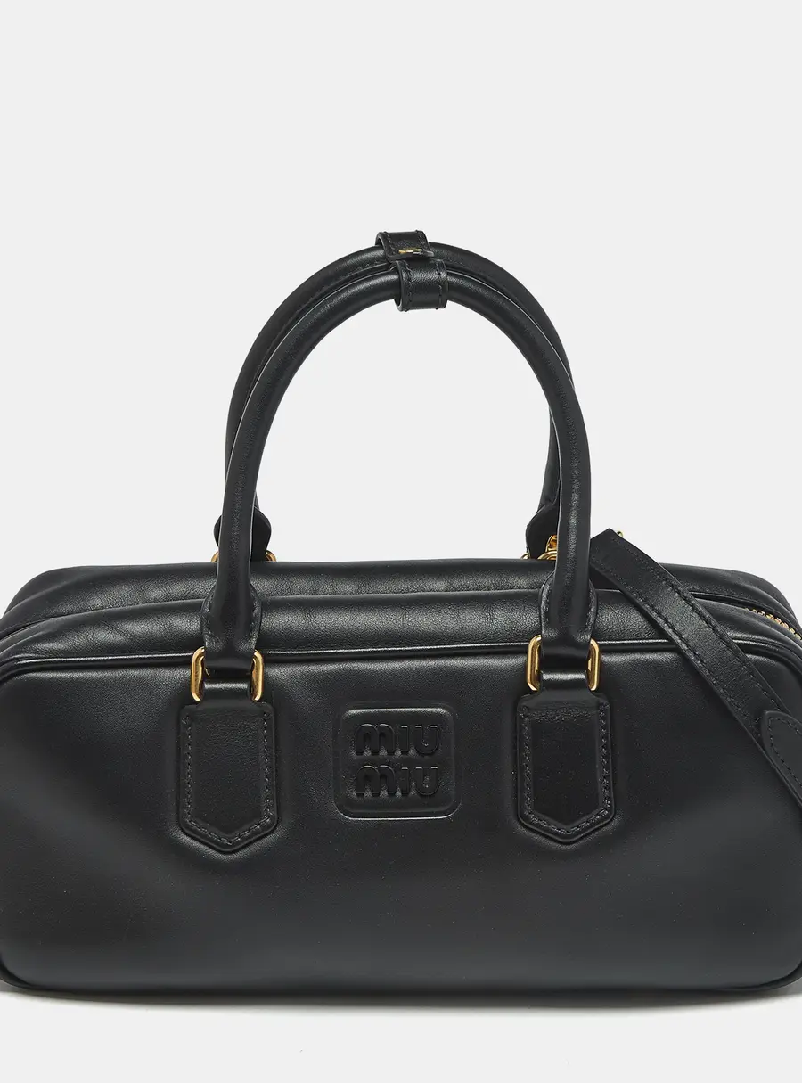 Miu Miu Arcadie Large Black Leather Satchel