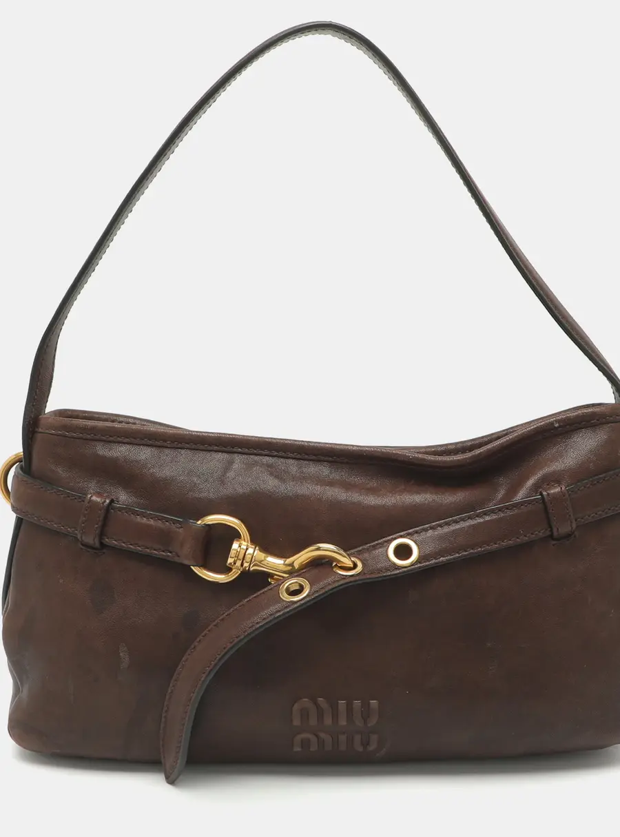 Miu Miu Aventure Brown Leather Shoulder Bag