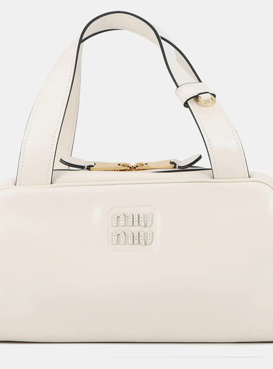 Miu Miu Bowling White Leather Top Handle Bag