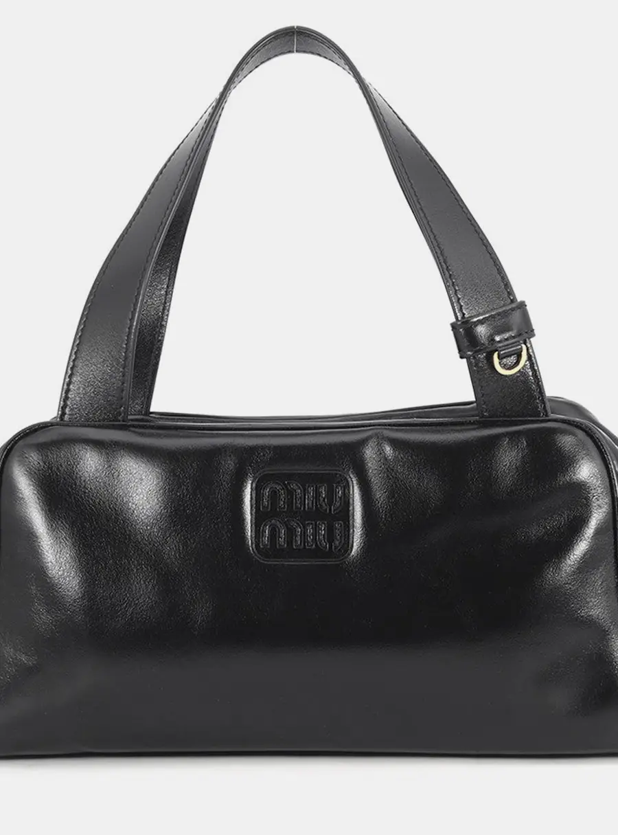 Miu Miu Bowling Small Black Leather Top Handle Bag