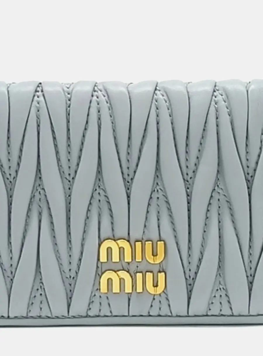 Miu Miu Blue Leather Matlas&eacute; card wallet