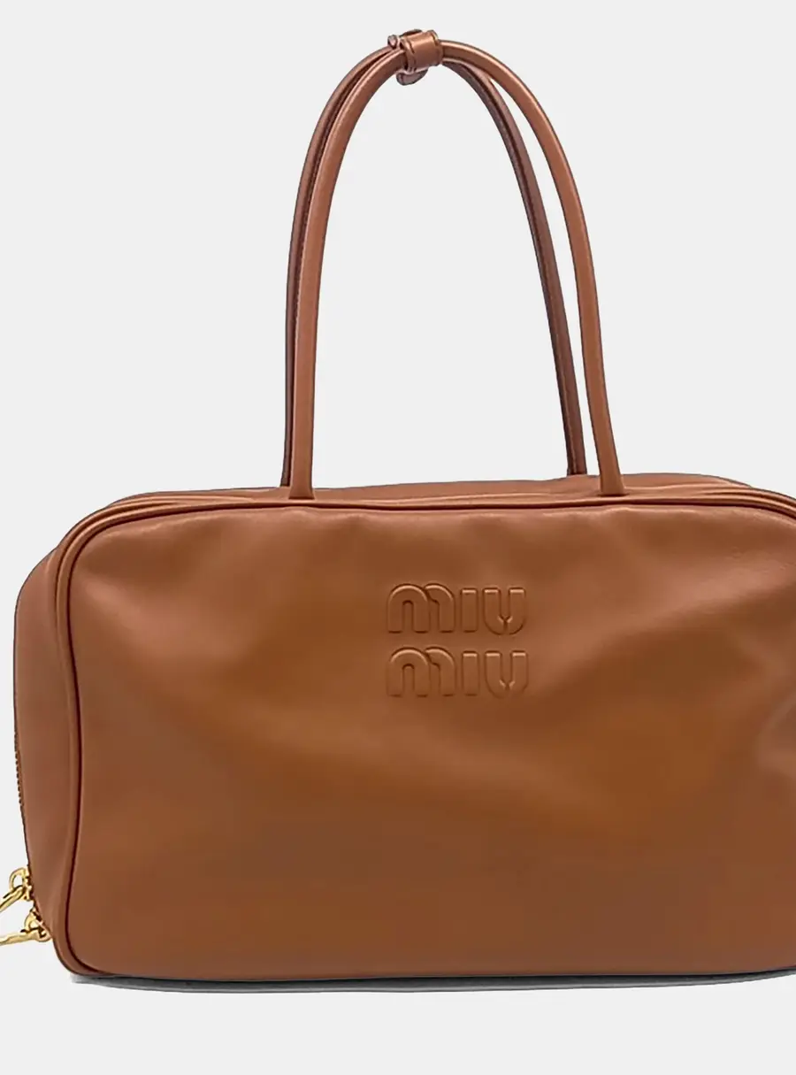 Miu Miu Bowling Small Brown Leather Top Handle Bag