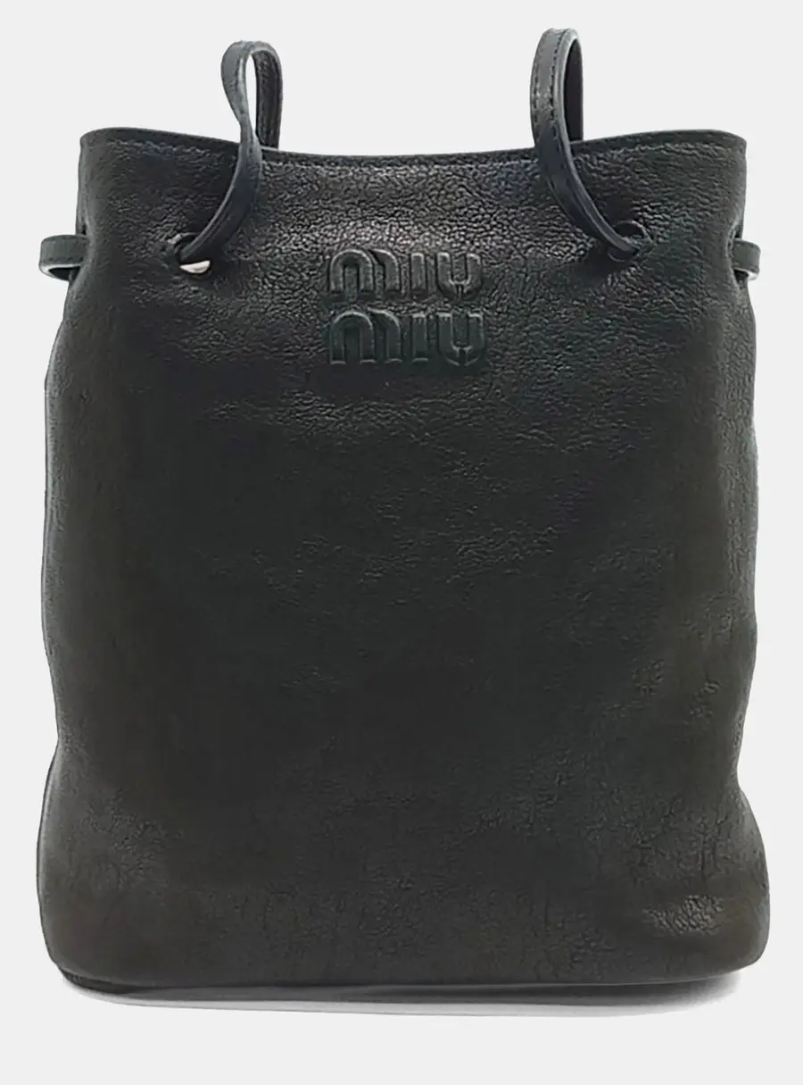 Miu Miu Black Leather Napa Mini Bucket Bag