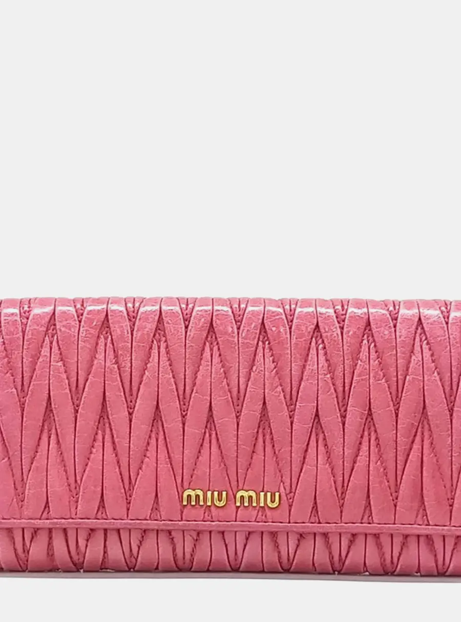 Miu Miu Pink Leather Matras&eacute; Mini Crossbody Bag