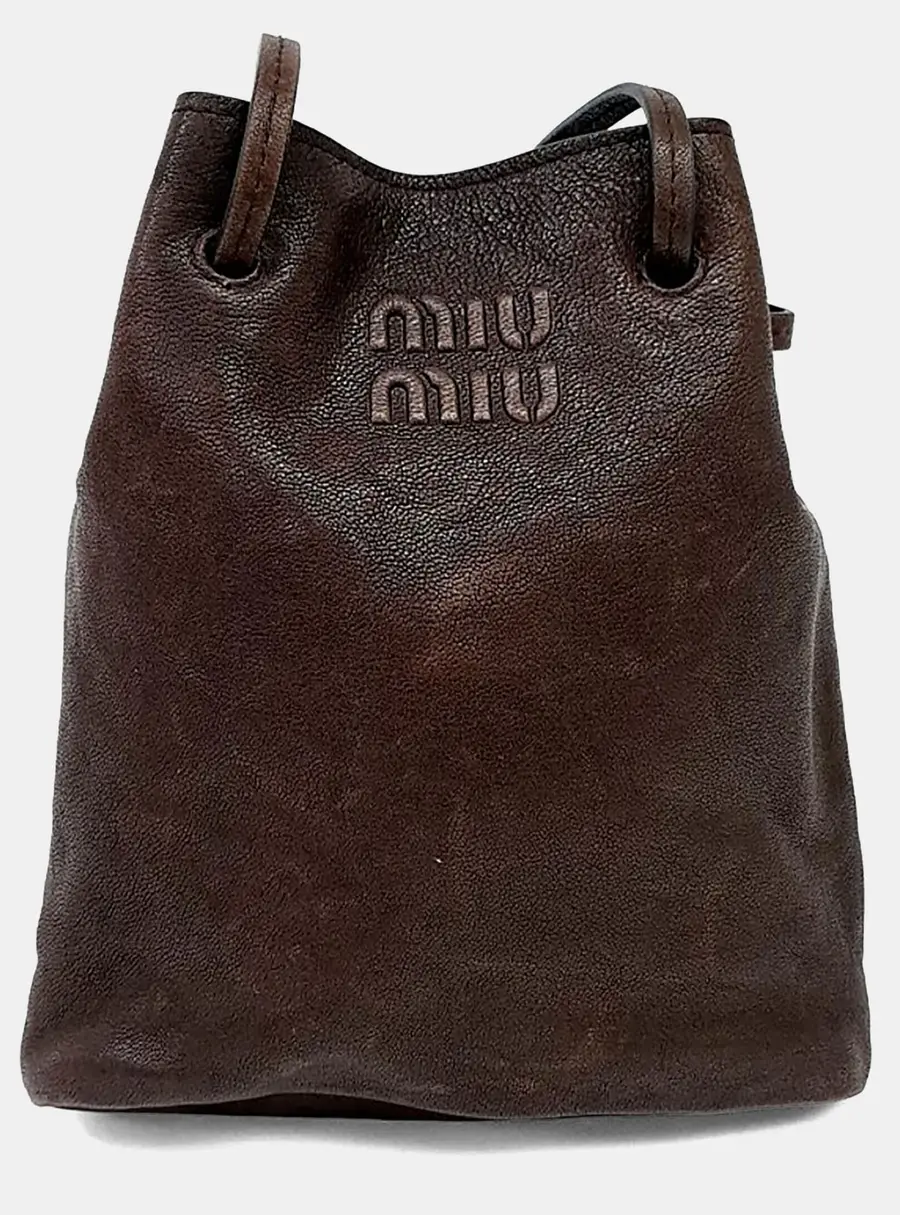 Miu Miu Brown Napa Mini Bucket Bag