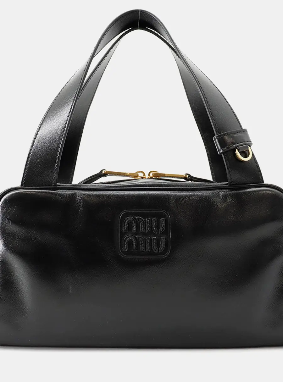 Miu Miu Bowling Small Black Leather Top Handle Bag