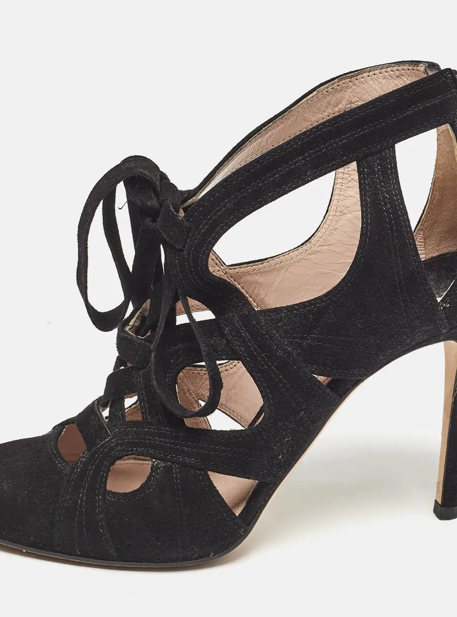 Miu Miu Black Suede Cut Out Pumps Size 37
