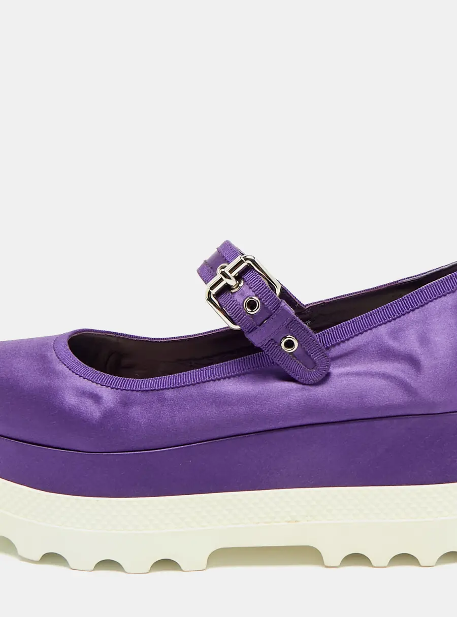 Miu Miu Purple Satin Platform Mary Jane Pumps Size 39