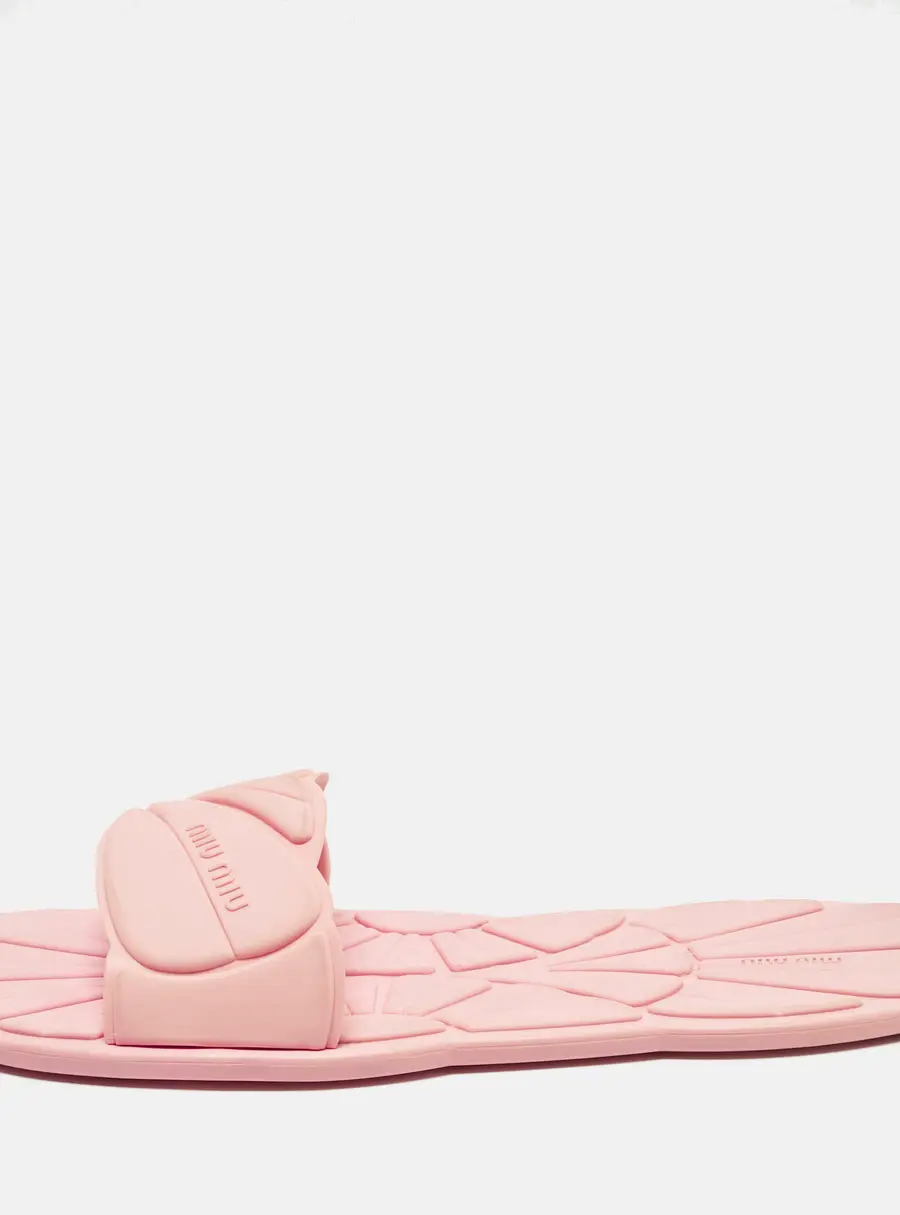 Miu Miu wavy Size 40 Pink Rubber Flat Slide