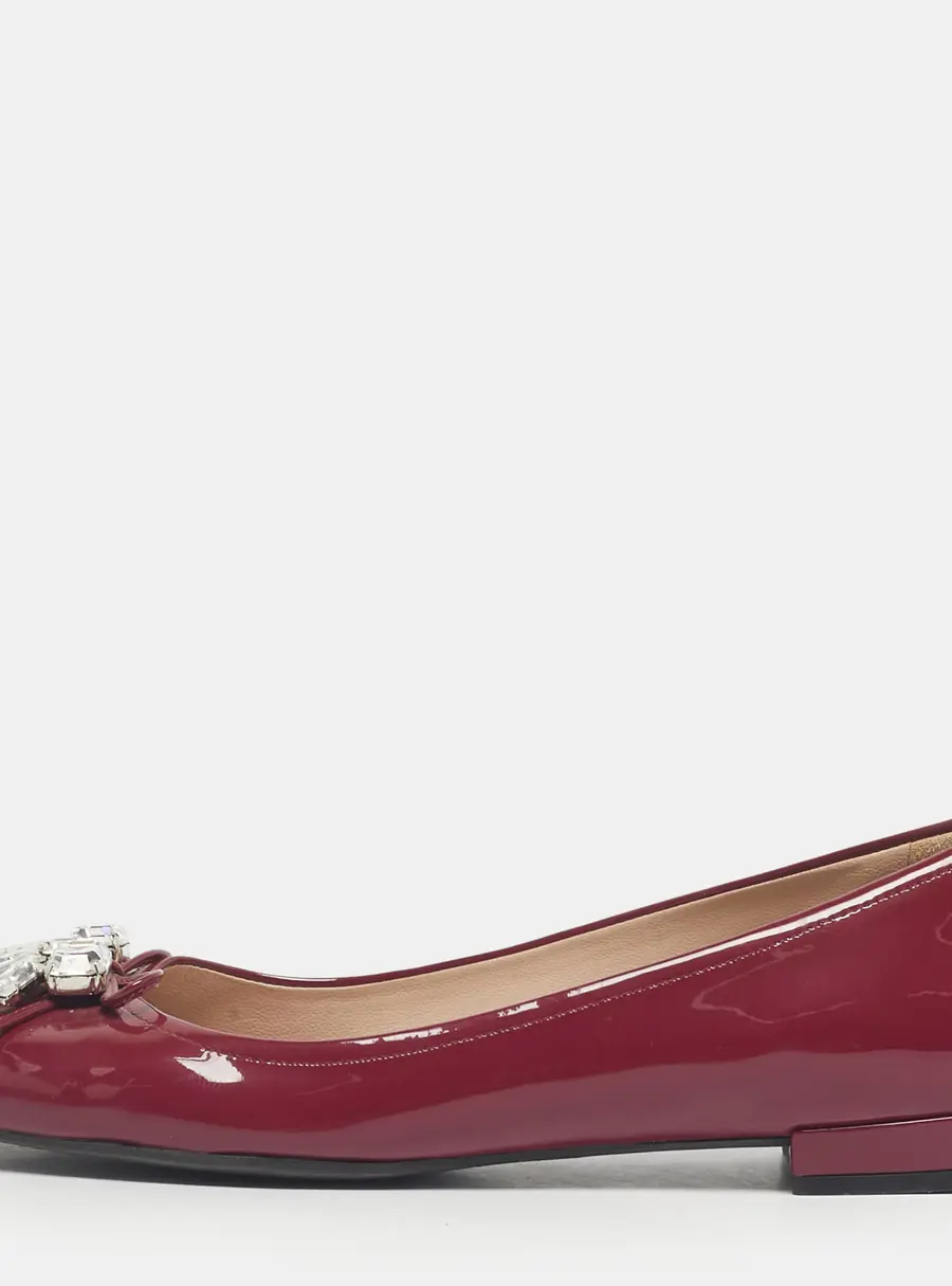 Miu Miu Purple Patent Leather Crystal Embellish Ballet Flats Size 37