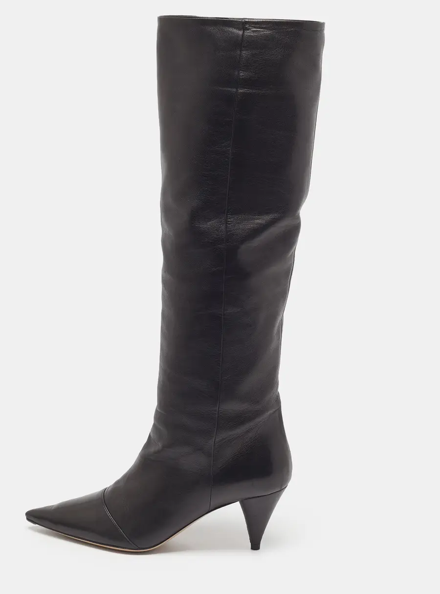 Miu Miu Size 36 Black Leather Knee Length Boots