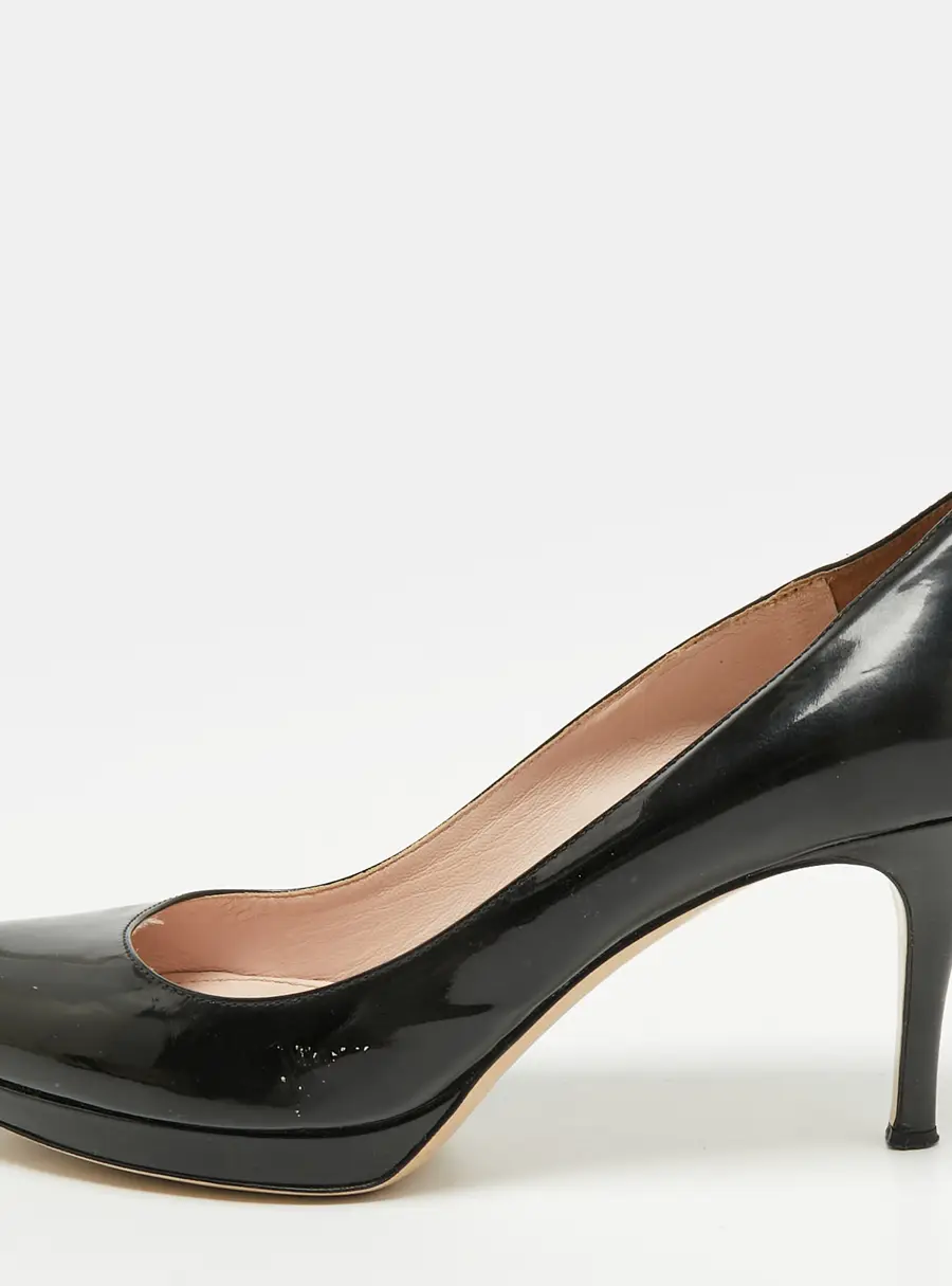Miu Miu Size 37 Black Patent Leather Platform Pumps