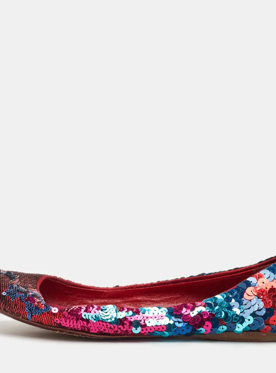Miu Miu Size 39 Multicolor Sequins Ballet Flats