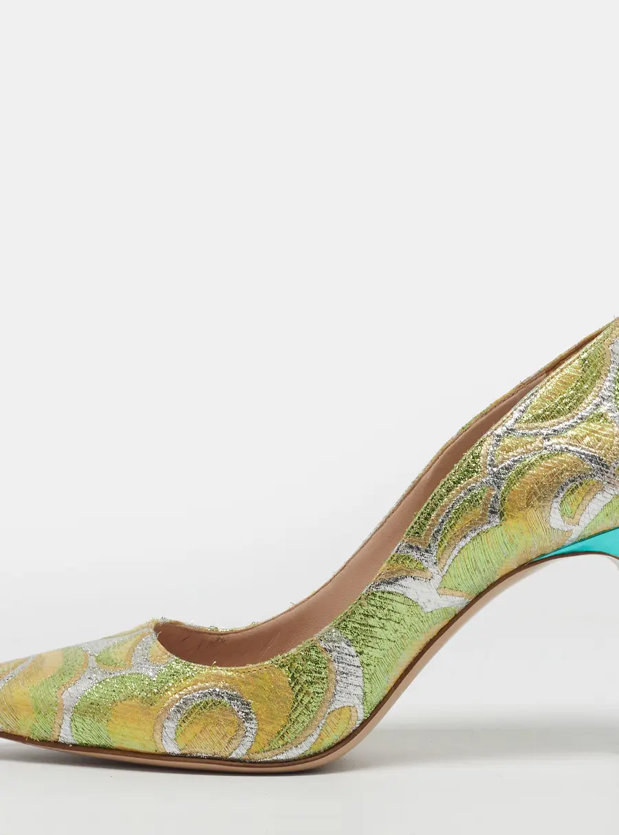 Miu Miu Size 37.5 Multicolor Metallic Lurex Fabric Pumps