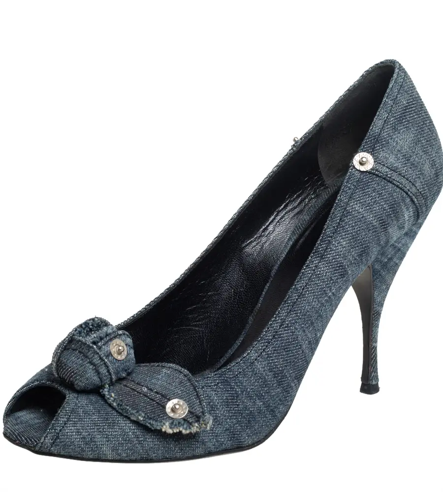 Miu Miu Blue Denim Peep-toe Pumps Size 41