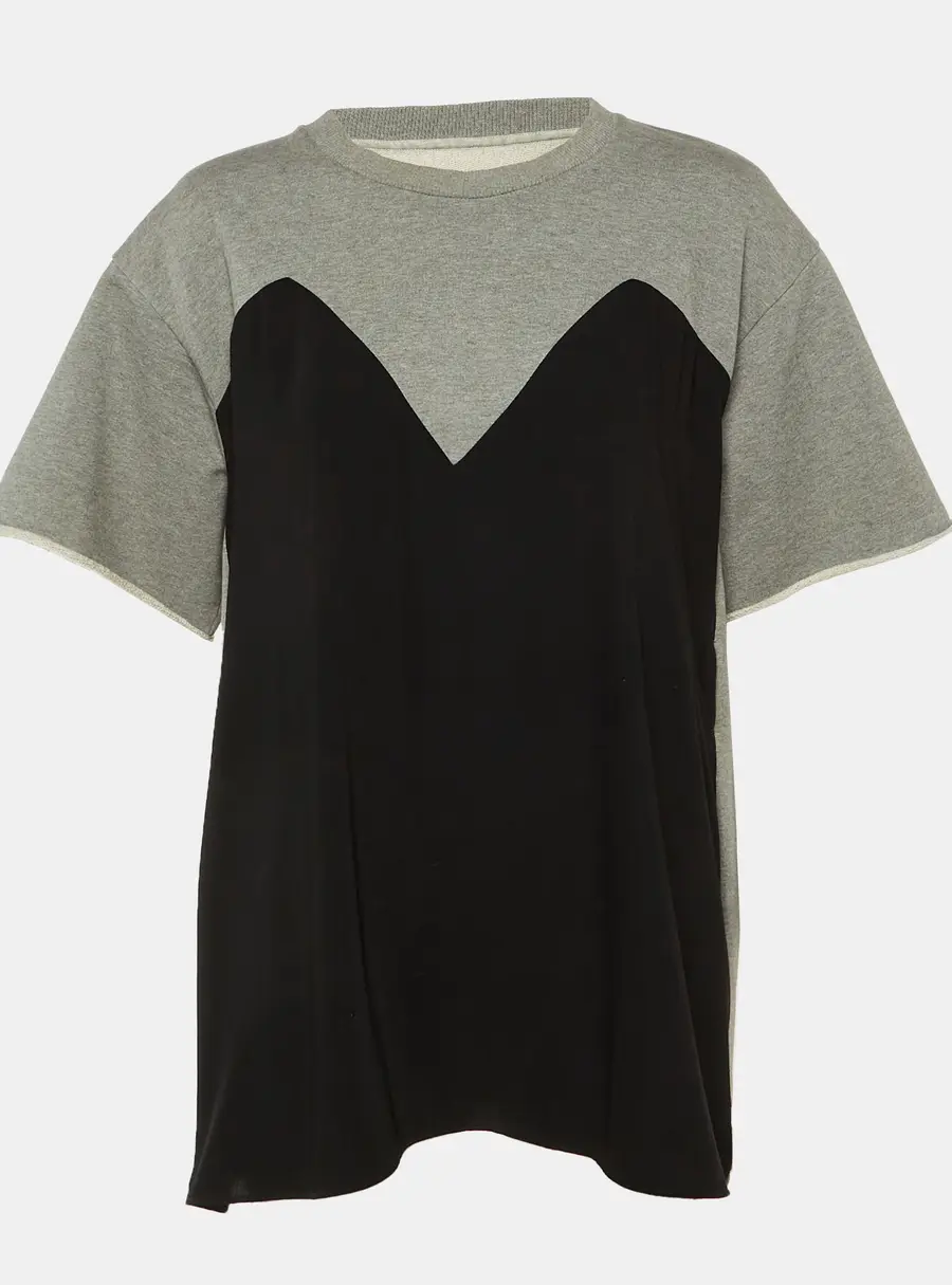 MM6 Maison Margiela Grey Cotton & Crepe Crew Neck Top M
