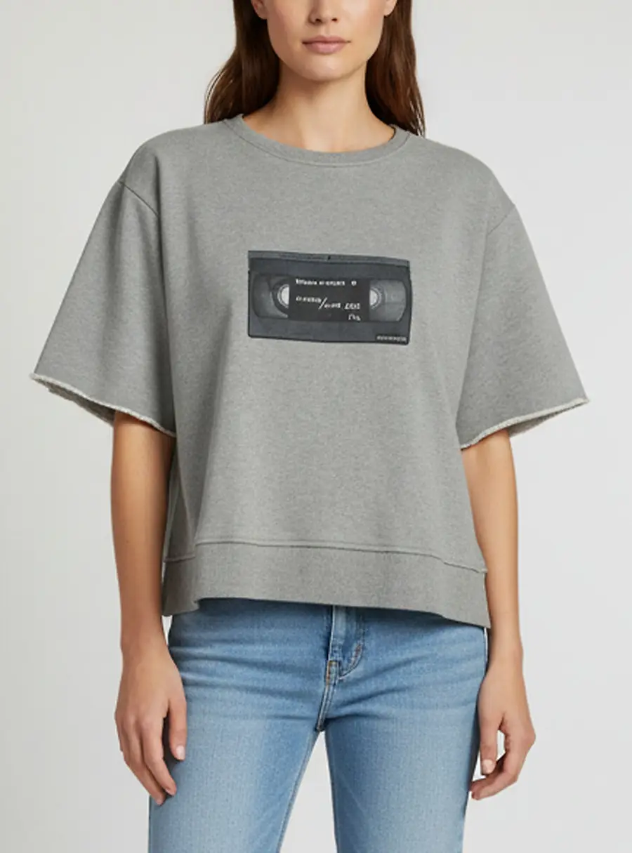 MM6 Maison Margiela Grey VHS Tape Knit Short Sleeve Sweatshirt L