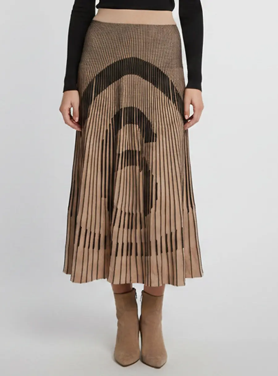 MM6 Maison Margiela Beige Knit Midi Skirt S