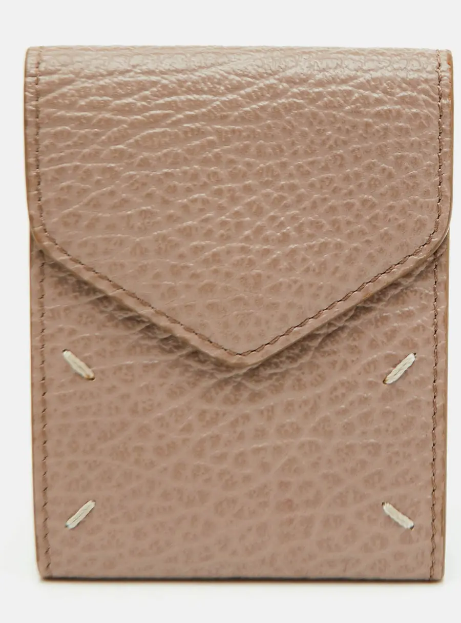 MM6 Maison Margiela Beige Leather Card Case